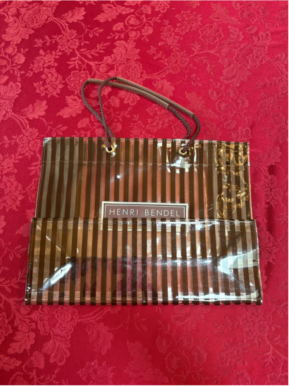 Henri Bendel Clear Brown Striped Tote Bag - Picture 1 of 5